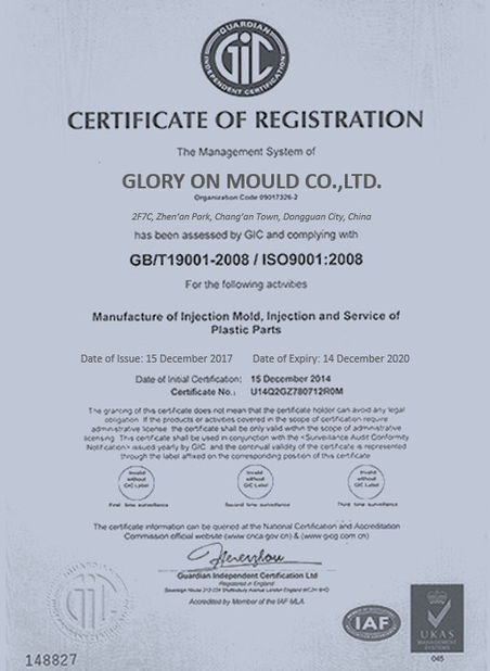 Κίνα Glory On mould., Ltd Πιστοποιήσεις